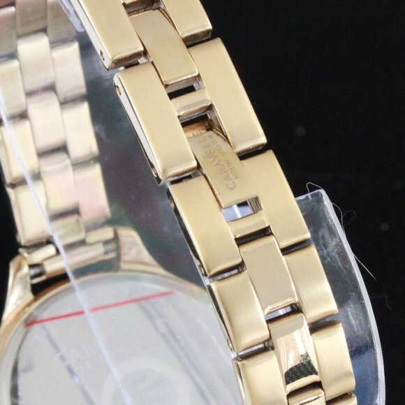 Caravelle New York Ladies Casual Watch Swarovski Crystal Bezel Gold Tone 37mm - Picture 13 of 14